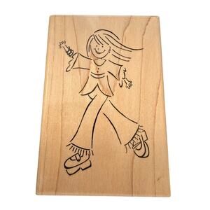 CTMH Hippie Chick Waving Teen Princess Large Rubber Stamp
